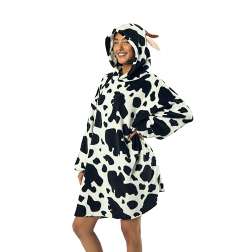 Bioworld Cow White Oversized Hoodie Wearable Blanket-OSFA