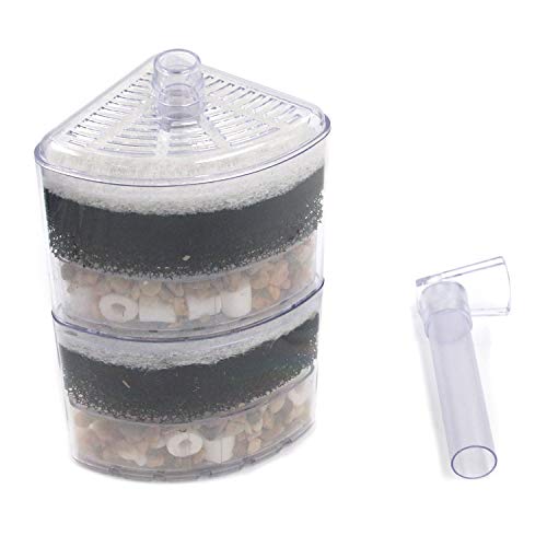 Semetall Corner Filter Aquarium Fish Tank Internal Air Driven Filter Aquarium Fish Tank Biochemical Sponge Filter(XY-2010,1 Pack)