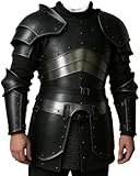 Blackened Knight Full Suit Armor – Gothic Medieval Steel Breastplate & Pauldron Set | Wearable Body Armor for LARP, Cosplay, Stage & Reenactment