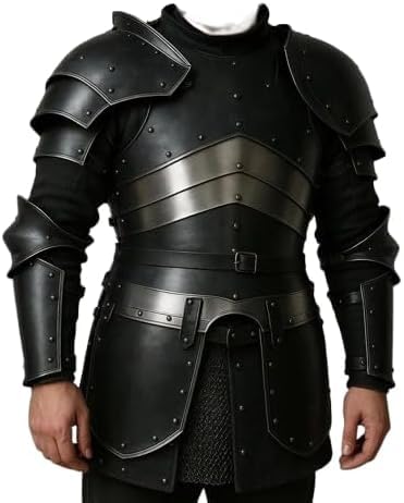 Blackened Knight Full Suit Armor – Gothic Medieval Steel Breastplate & Pauldron Set | Wearable Body Armor for LARP, Cosplay, Stage & Reenactment