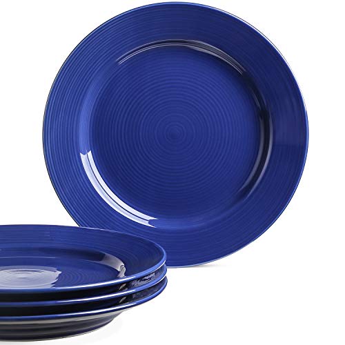 LE TAUCI 4 Piece 10 Inch Ceramic Salad Plate Set, Blue