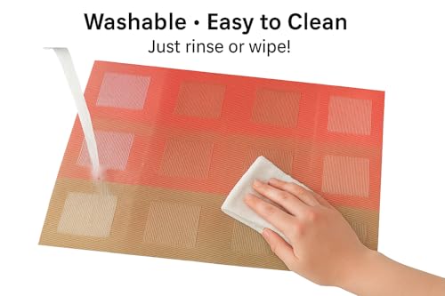 Image of Dribble PVC Placemats Set of 6 | Heat-Resistant, Washable, Waterproof Table Mats | Anti-Slip Dining Table Placemats for Kitchen & Home Decor - 45x30cm, Design -Pixel