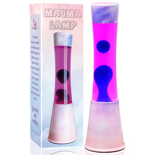 AHCCSD 16 Inch Pink Cloud Magma Lamp,Motion Liquid Lamp Pink Liquid with Purple Wax Blue Gradient Base Relaxing Gorgeous Light for Adults Kids Women Girls Christmas Great Gift