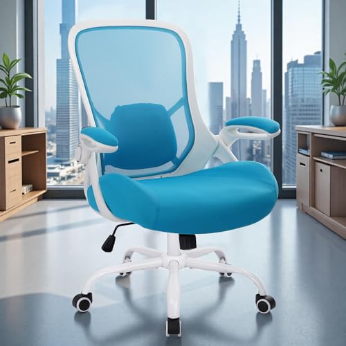 Image of HYLONE 400lbs Heavy Duty Office Chair, 5 inch Thickened Seat Ergonomic Desk Chair with Adjustable Armrests, Home Office Computer Chairs for Long Hours Mesh Executive Chair(Blue)