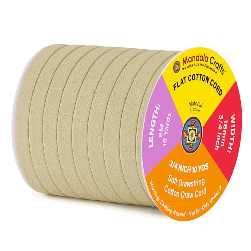 Mandala Crafts 3/4 Inch Beige Flat Drawstring Cord for Hoodies