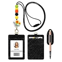 Yin Yang Teacher Lanyard - Wood & Metal Bead ID Badge Holder, 18 Inch Black Lanyard For Nurse, Teacher - View #3