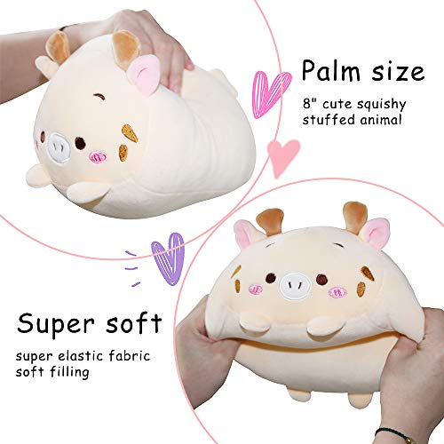 Aixini 8 Inch Cute Deer Plush Stuffed Animal Cylindrical Body Pillow,Super Soft Cartoon Hugging Toy Gifts For Bedding, Kids Sleeping Kawaii Pillow #TOP1