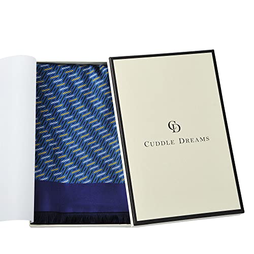 Cuddle Dreams Luxurious Men's Silk Scarves For Winter, 2-Layer Design, Silk Charmeuse Facing With Brushed Lining (Twill Blue), One Size #TOP6