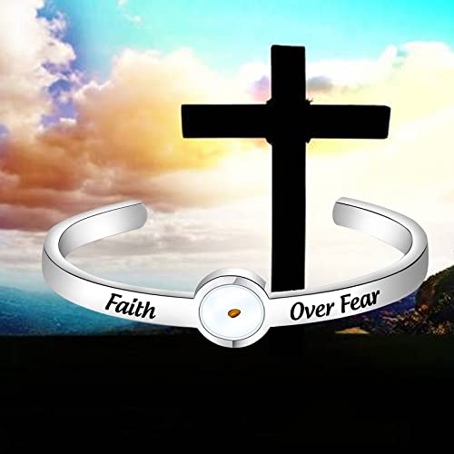 Zuo Bao Religious Jewelry Mustard Seed Cuff Braceelet Bible Verse Bangle Encouragement Gift For Christian Women Girls (Faith Over Fear) #TOP3