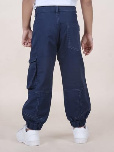 Image of Boys Cotton Full Length Front Cut Sew Cargo Pant with Bottom Tab
