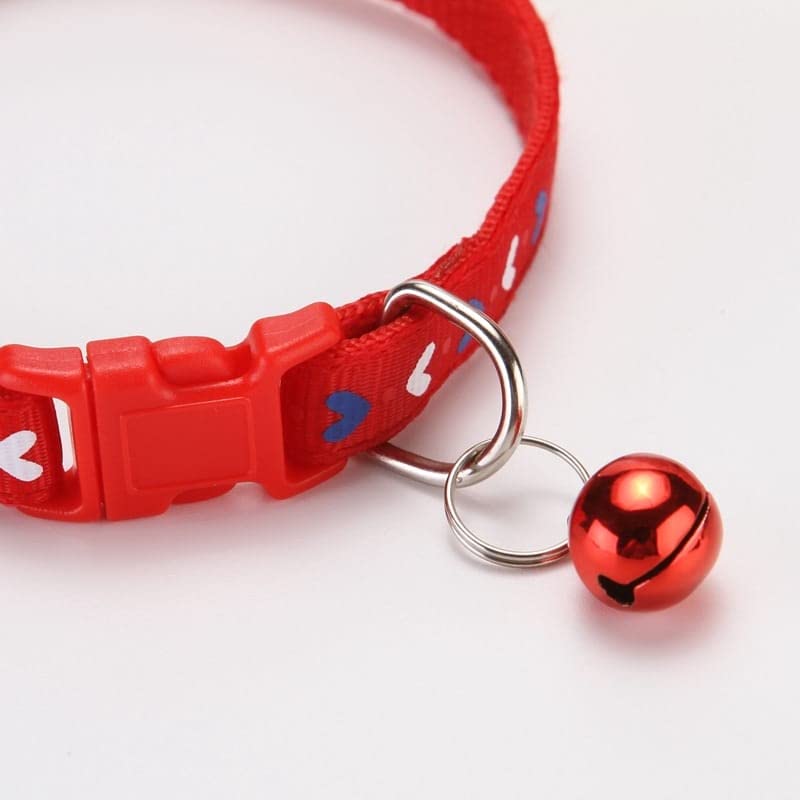Image of Cat Collars Breakaway with Bell & Love Design,Kitten & Small Dogs Soft Adjustable,Safe,Solid & Protection for Cats & Puppies,Cute Kitty Neckband with Love Design - (RED),140x20 cm