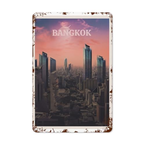 Rustic Wall Decor Travel Bangkok 10 Retro Sign Hotel For Home Decor Bathroom Yard Wedding Street Garage Funny Coffee Kitchen Garden Office 8X12inch