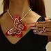 Mycitta Red Butterfly Chunky Statement Jewelry Set Ruby Vintage Retro Enamel Bohemian Boho Bib Necklace Earring Set Fashion Costume Jewelry for Women Wedding Party Prom Unique Gift