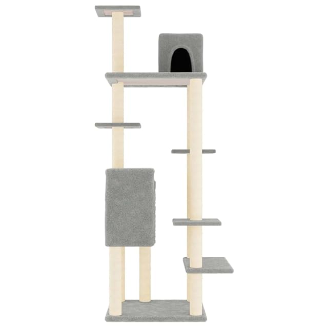 Foto 6 de 7 de vidaXL Rascador para Gatos con Postes de sisal Gris Claro 154 cm