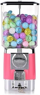 Máquina de Chicles para Niños Máquinas Expendedoras Dulces Que Funcionan con Monedas 100 Fichas Acero Inoxidable y 200 Bolas Vacías Dispensador Cápsulas Estilo Giratorio Tiendas Juegos Pink