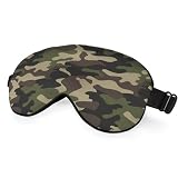 NOHSHE Camouflage Pattern Sleep Eye Mask Eye Cover Camo Classic Green Brown Black Silk Eye Mask for Sleeping with Adjustable Strap for Travel Nap Shift Work Office