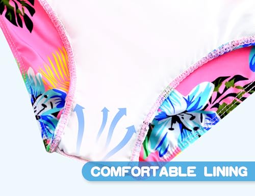 Image of Snowheart Girls Swimsuit One Piece Bathing Suit Kids Quick Dry Shoudler Ruffle Floral Swimwear for 3-12 Years Old