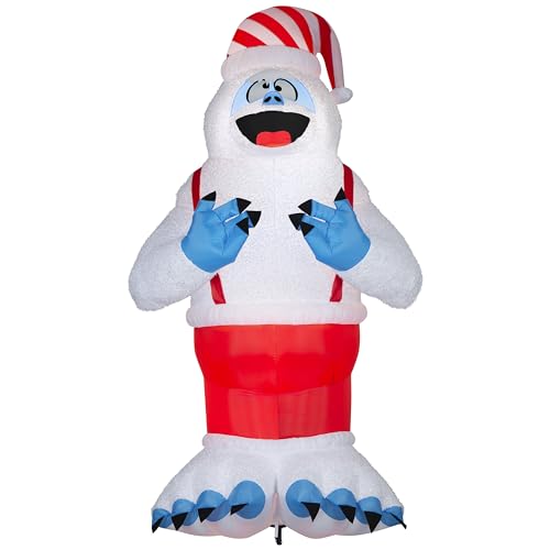 Gemmy Giant Christmas Inflatable Plush Bumble in Santa Hat and Suspenders 11 ft Tall Multi