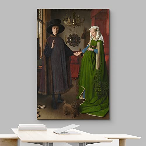 The Arnolfini Portrait By Jan Van Eyck Famous Fine Art Reproduction World Famous Painting Replica On Ped Print Wood Framed - Canvas Art Wall Art - 16" X 24" #TOP2