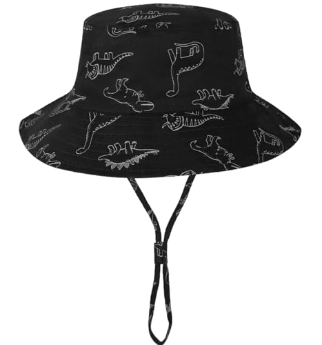 Image of Urban Virgin Baby Sun Hat UPF 50+ Sun Protective Toddler Bucket Hat Summer Kids Beach Hats Wide Brim Outdoor Play Hat for Boys Black 0-6 Months