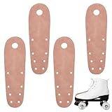 AHANDMAKER 4Pcs Roller Skate Toe Guards, Durable Faux Suede Flat Toe Guard Protectors Universal Skate Toes Protective Cover with 8 Small Holes for Roller Skates Replacement Accessories, PeachPuff