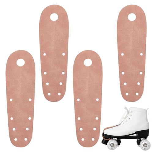 AHANDMAKER 4Pcs Roller Skate Toe Guards, Durable Faux Suede Flat Toe Guard Protectors Universal Skate Toes Protective Cover with 8 Small Holes for Roller Skates Replacement Accessories, PeachPuff