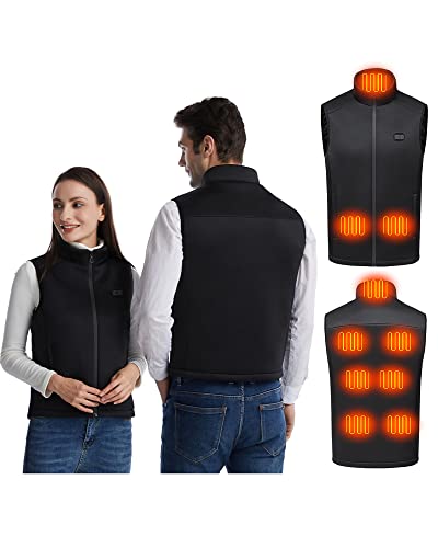 DFANCE USB Gilet Chauffant Homme Femme, Veste sans Manches Chauffants Moto Léger,Léger Manteau Chauffant,Gilet Chaud Lavable avec 9 Zones Chauffantes,pour Hiver Moto Chasse,Noir,5XL Cover