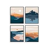 HAUS AND HUES Nature Wall Art Prints Landscape Mountain Decor Mid-Century Wall Art | Modern Wall Decor Mountain Wall Art | Mountain Art Wall Decor, Mid Century Art