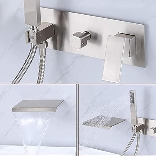 Mitigeur de douche cascade mural pour baignoire design noir et chromé - 7