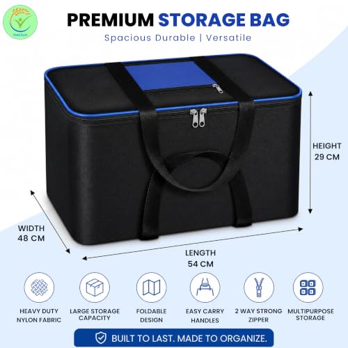 Image of Storage Bags for Blanket, Clothes, Toys and Bed Sheet Cover Bag - Underbed Large Size Black Cover Bags (54 x 46 x 28 cm) (Blue, Pack of 10)