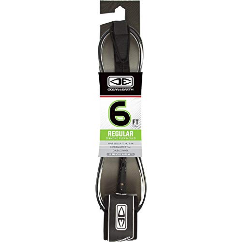 Ocean & Earth Regular Moulded Black Surfboard Leash 6'