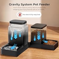 ZOMISIA Automatic Cat Feeder, Gravity Cat Food Dispenser, 0.8Gal x 2, Black — image 2