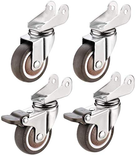 Roulettes pivotantes en caoutchouc 50mm avec freins pour meuble et chariot industriel