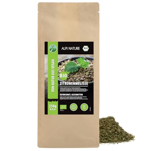 Alpi Nature Organic Lemon Balm Tea 250g 8.8 oz Dried and Cut Lemon Balm Leaves for Melissa Tea