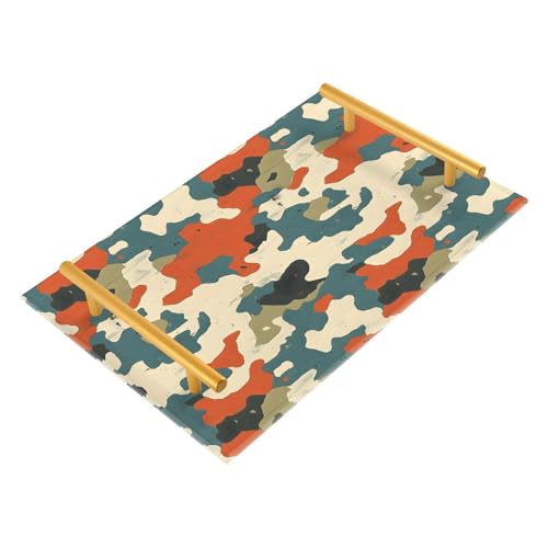 NFMILI Colorful Camo Vanity Tray Rectangle Acrylic Bathroom Tray Serving Trays for Centerpieces Modern Home Decor for Kitchen Bathroom Bedroom Living Room 7.9 × 11.8 in