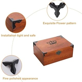 MOROBOR Stair Dust Inner Corners,48pcs Decorative Corner Stair Corner Dust Guards Decorative Cover Pad Metal Furniture Guard Edge for Cabinet drawer Desk Jewelry Box(Black)