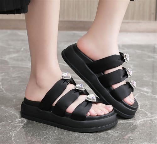 Women's High Heel Wedge Flipflops Sparkly Rhinestone Summer Platform2