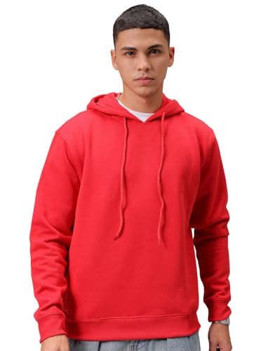 Sweat à capuche rouge éclatant coupe droite confortable taille 42 homme