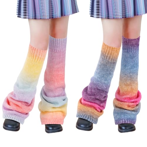 Image of Junely 2 Pairs Leg Warmers for Women Kawaii Leg Warmer Cute Legwarmers Japanese Socks Halloween Goth Emo Gyaru Accessories