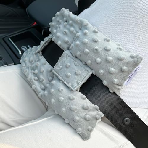 Hola Health Ostomy Seat Belt Protector Ostomy Pillow for Driving Stoma Car Seatbelt Pillow Covers Ostomy Support Pillow Colostomy Bag Pouch Supplies Post Surgery Recovery for Women Men Minky Dot Gray