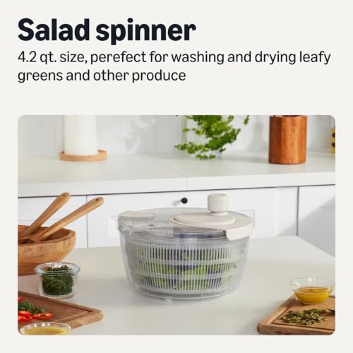 Amazon Basics Salad Spinner, BPA-Free, 4.2 qt., Linen Gray #1