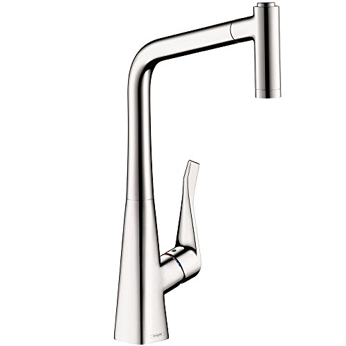 hansgrohe Metris Easy Install 1-Handle 17-inch Tall Kitchen Faucet with Pull Down Sprayer