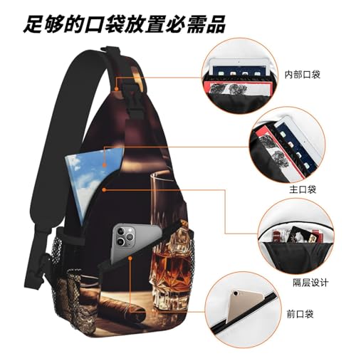 Bolso bandolera whisky y cigarro negro para senderismo miniatura 6