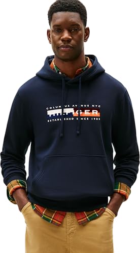 Tommy Hilfiger Herren Hoodie Colour Block Graphic mit Logo, Blau (Desert Sky), M – Ansicht 1