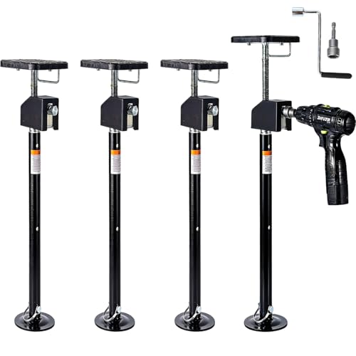Garvee 4 Pack RV Slide Out Supports Jack with a Flat Top Support Block RV Stabilizer Jacks Supports Up to 20 000lbs 21-49 Quick-Lift Adjustable - Drill & Hand Crank Compatible for Campers & RVs