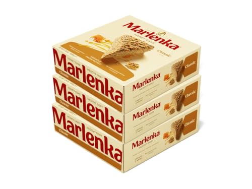 MARLENKA® Tarta de Miel con Nueces Pack Ahorro – 3 Unidades (3 x 800 g) | Pastel de Miel Tradicional | Bizcocho Artesanal Checo | Postre de Miel para Ocasiones Especiales