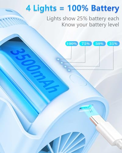 Image of Portable Waist Clip Fan-Mini Lightweight Noiseless Cool Clip Fan Under Shirt Belt Pants Clothes Hard Hat Hip Back Pocket,Individual Menopause Neckband Lanyard Cooler Ac for Adult Children Gifts Blue
