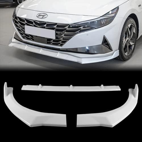 3 Pieces Front Bumper Lip Spoiler Splitter Side Body Kit Trim Protection Compatible with 2021-2023 Hyundai Elantra (Painted White)