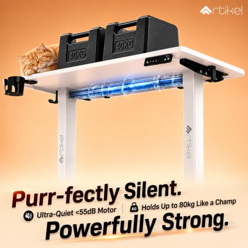Image of ARTIKEL Artidesk Eco-Neo Height Adjustable Table for Office Work 120x60cm | Electric Standing Desk | Ergonomic Sit Stand Workstation | USB-A & Type-C Charging | 3 Memory Presets | 80kg Load Capacity