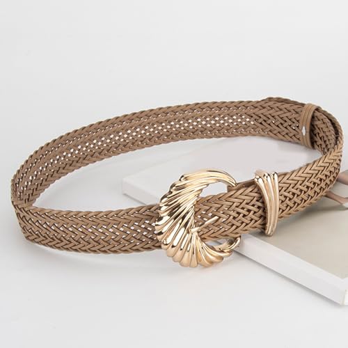 Braided Women’s Belt Adjustable Gold Clasp Stretchy Waistband Decorative Dress Sash for Casual or Formal Outfits3